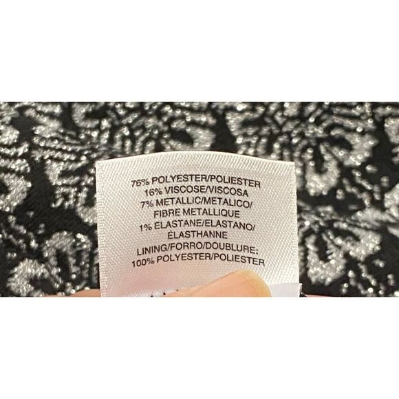 NWT Nine West SZ 16 Woman’s Black Metallic Floral Print Dress - Picture 10 of 12